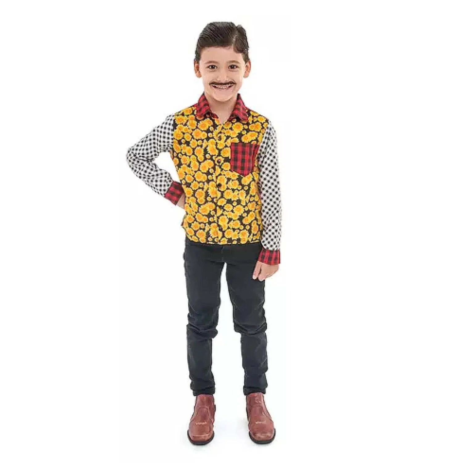 Camisa Xadrez Masculina Infantil Manga Longa Estilosa