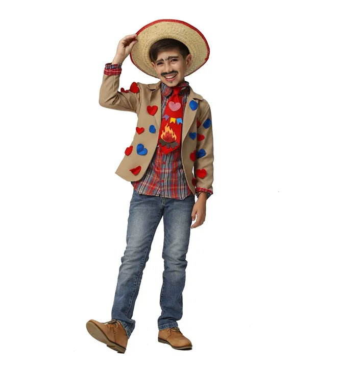 Roupa Festa Junina Infantil Paletó de Noivo Caipira Coração