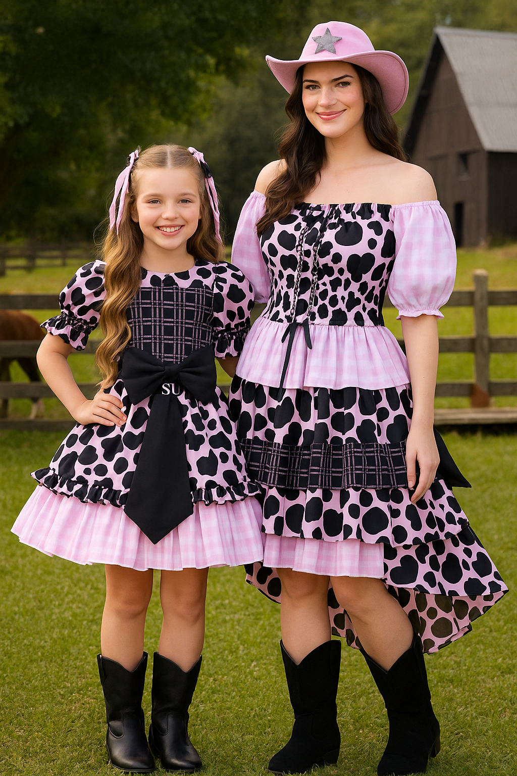 Conjunto Barbie Boiadeira Cowgirl Mãe e Filha – Vestidos Juninos