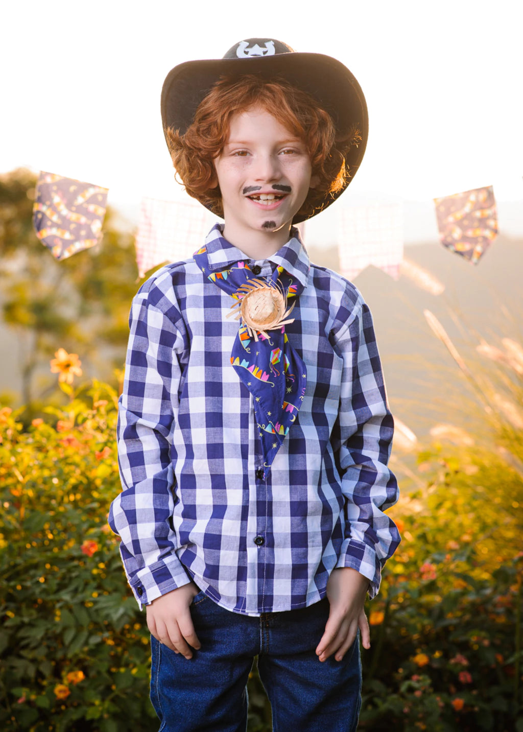 Camisa Infantil Xadrez Clássico Azul Marinho