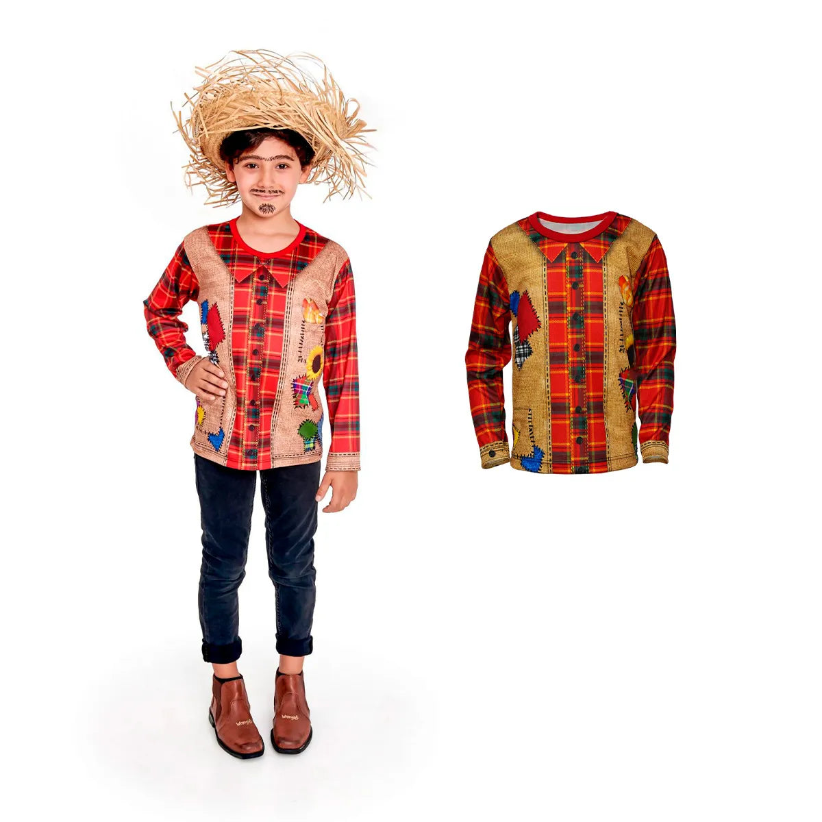 Camisa Xadrez Infantil Menino Vermelha Roupa de festa junina Masculina