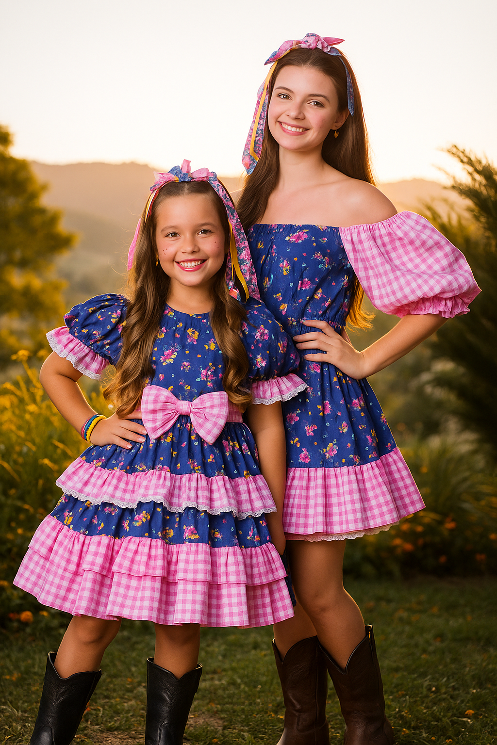 Conjunto Vestidos Juninos Mãe e Filha – Noite do Arraiá Infantil