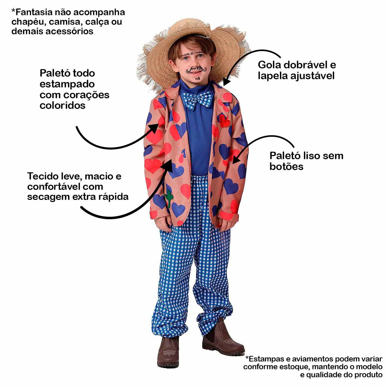 Roupa Festa Junina Infantil Noivo Caipira Com Blazer Apaixonado