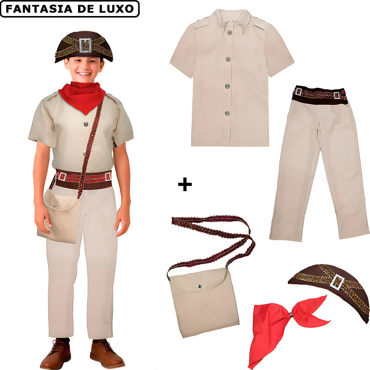 Roupa Lampião Infantil Fantasia Cangaceirinho Menino Para Festa Junina
