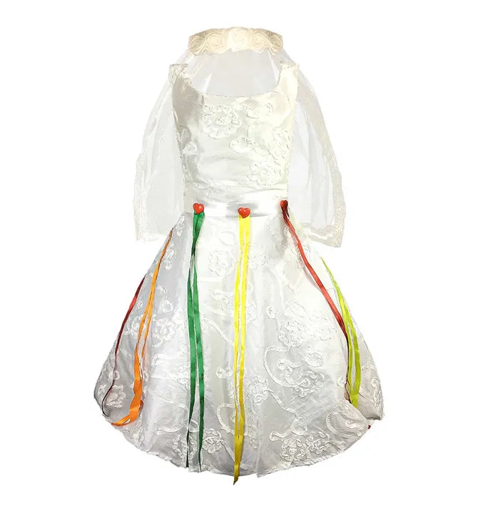 Vestido de Noiva Festa Junina Adulto de Luxo Com Véu