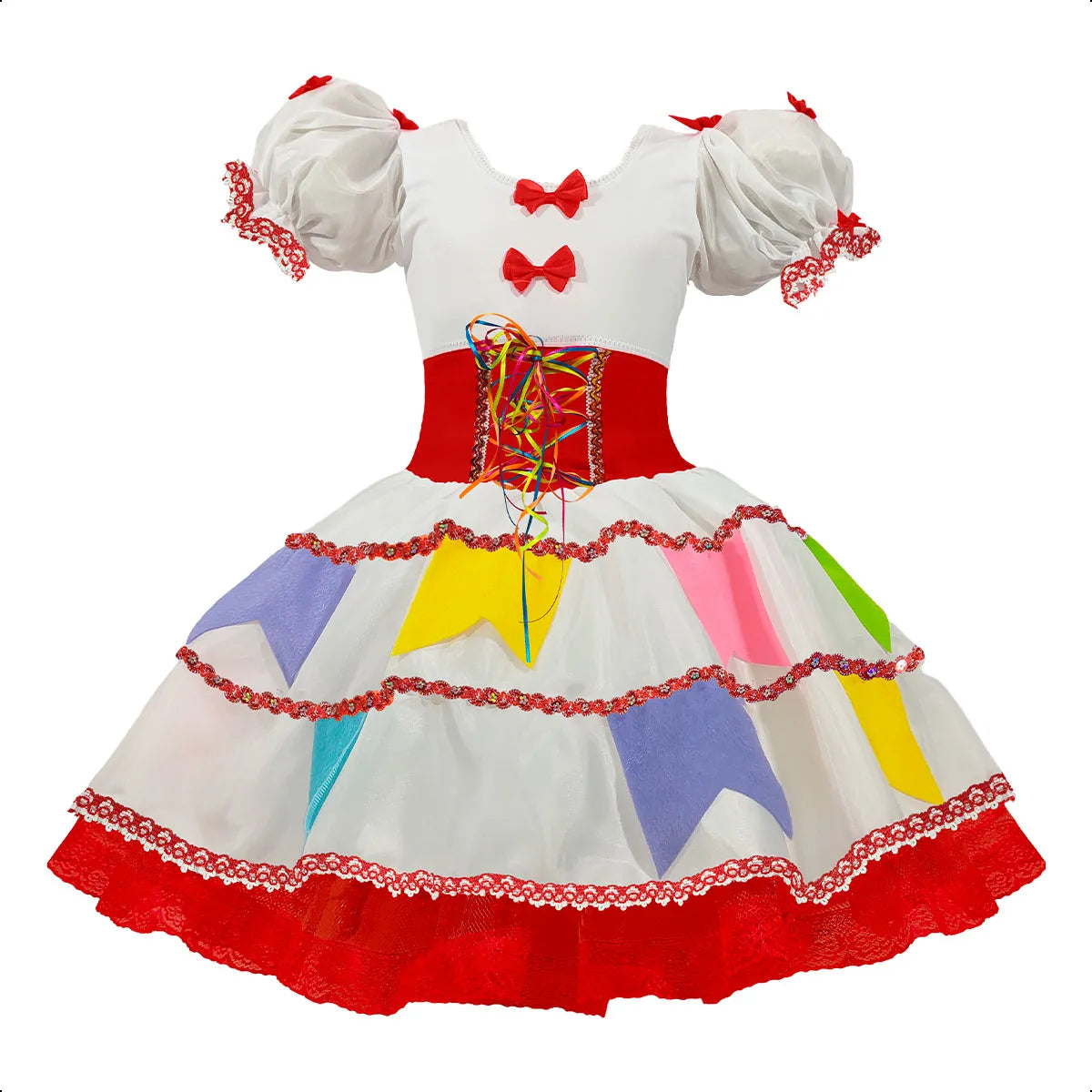Vestido de Noiva Festa Junina Adulto Luxo com Tiara e Véu